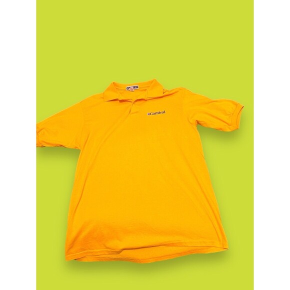 Vintage Rare Carnival Cruise Line Video Crew Employee T-Shirt Large Yellow Polo - Picture 2 of 8